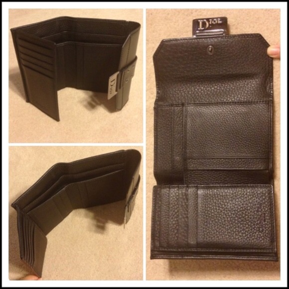 CHRISTIAN DIOR BLACK LEATHER GUNMETAL WALLET - Picture 4 of 8